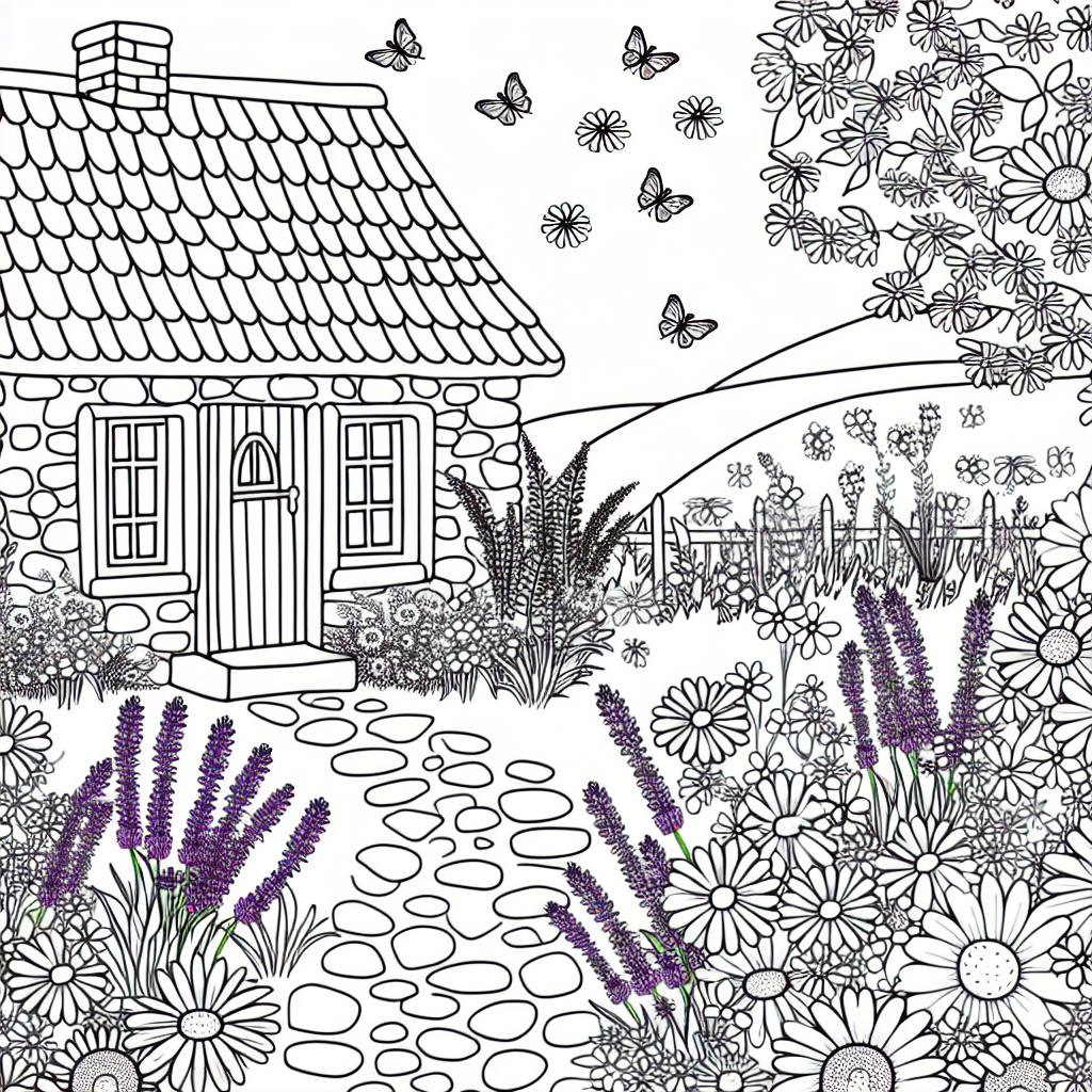 Wildflower Cottage coloring page