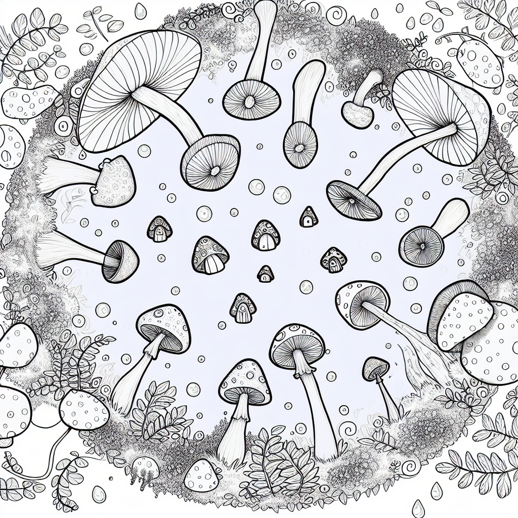 Fairy Mushroom Circle coloring page
